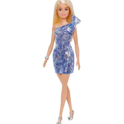 Barbie Doll with Blonde Hair Blue Eyes&Short Blue Sequins Dress