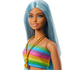Barbie Fashionistas Doll with Blue Hair&Rainbow Top #218