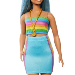 Barbie Fashionistas Doll with Blue Hair&Rainbow Top #218