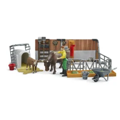 Bruder bWorld Cow and Calf Barn with Farmer