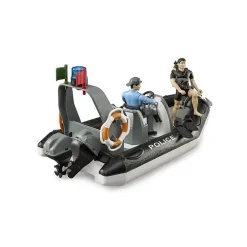 Bruder bworld Police Boat with Rotating Light Beacon Figure Set