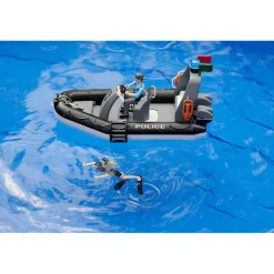 Bruder bworld Police Boat with Rotating Light Beacon Figure Set