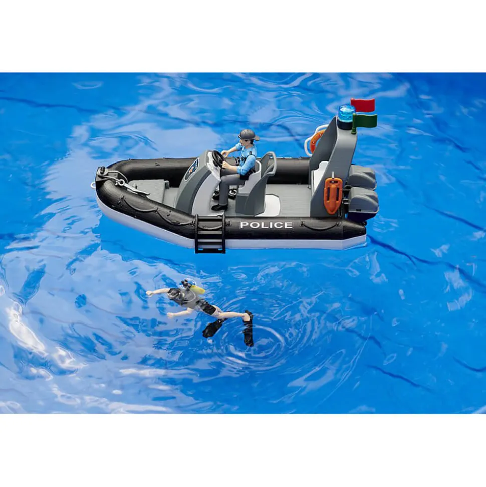 Bruder bworld Police Boat with Rotating Light Beacon Figure Set