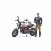 Bruder bworld Scrambler Ducati Desert Sled with Driver