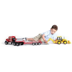 Bruder Mack Granite Flatbed Truck w JCB Backhoe