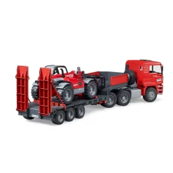 Bruder Pro Series MAN TGA truck with low loader trailer and Manitou te