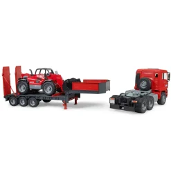 Bruder Pro Series MAN TGA truck with low loader trailer and Manitou te
