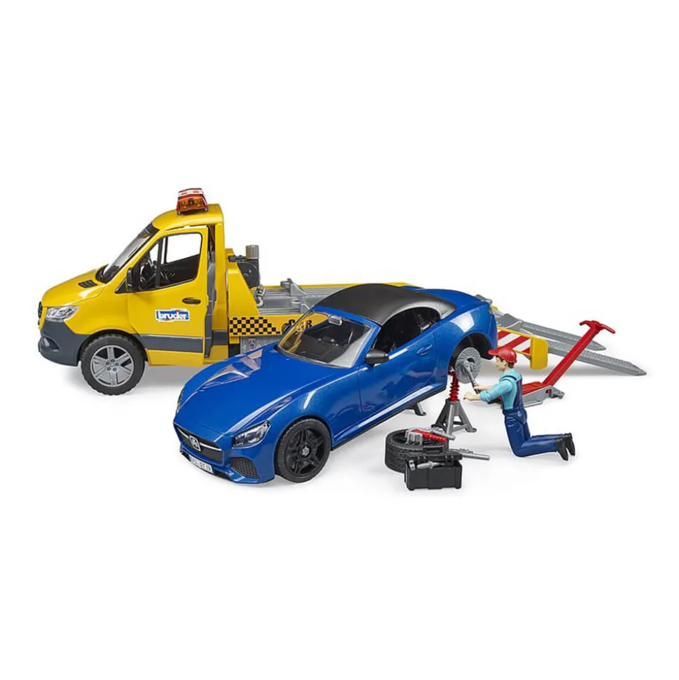 Bruder Pro Series MB Sprinter Car Transporter w Bruder Roadster
