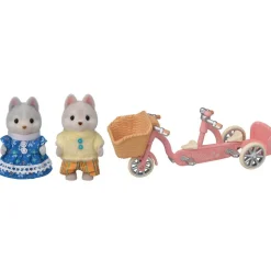 Calico Critters Tandem Cycling Set with Husky Sister&Brother