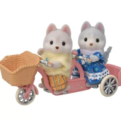 Calico Critters Tandem Cycling Set with Husky Sister&Brother