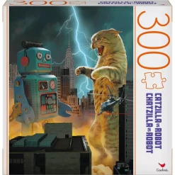 Cardinal Pop Culture: Catzilla Vs. Robot 300 Piece Jigsaw Puzzle