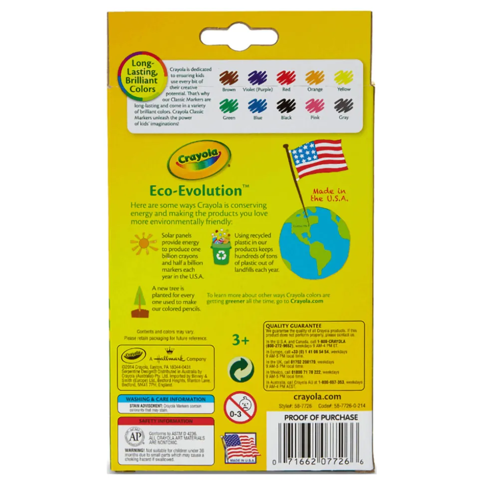 Crayola 10ct Kids Fine Line Markers Classic Colors