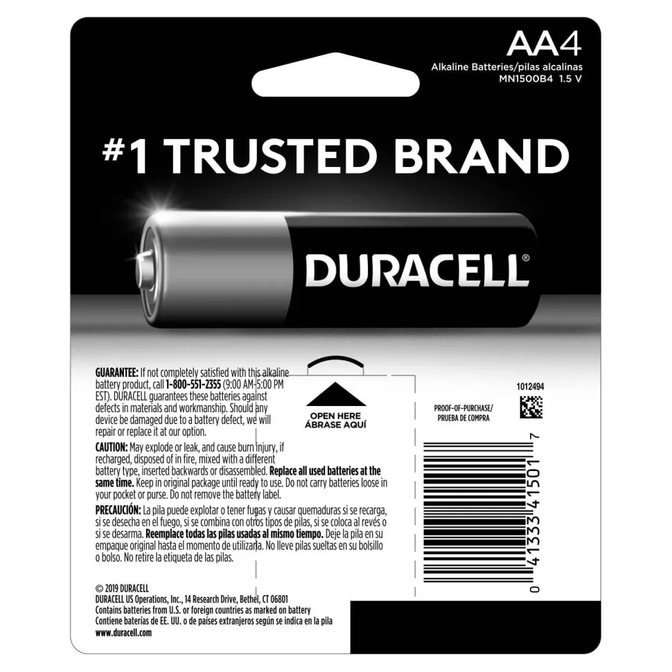Duracell Coppertop AA Alkaline Batteries 4-Pack