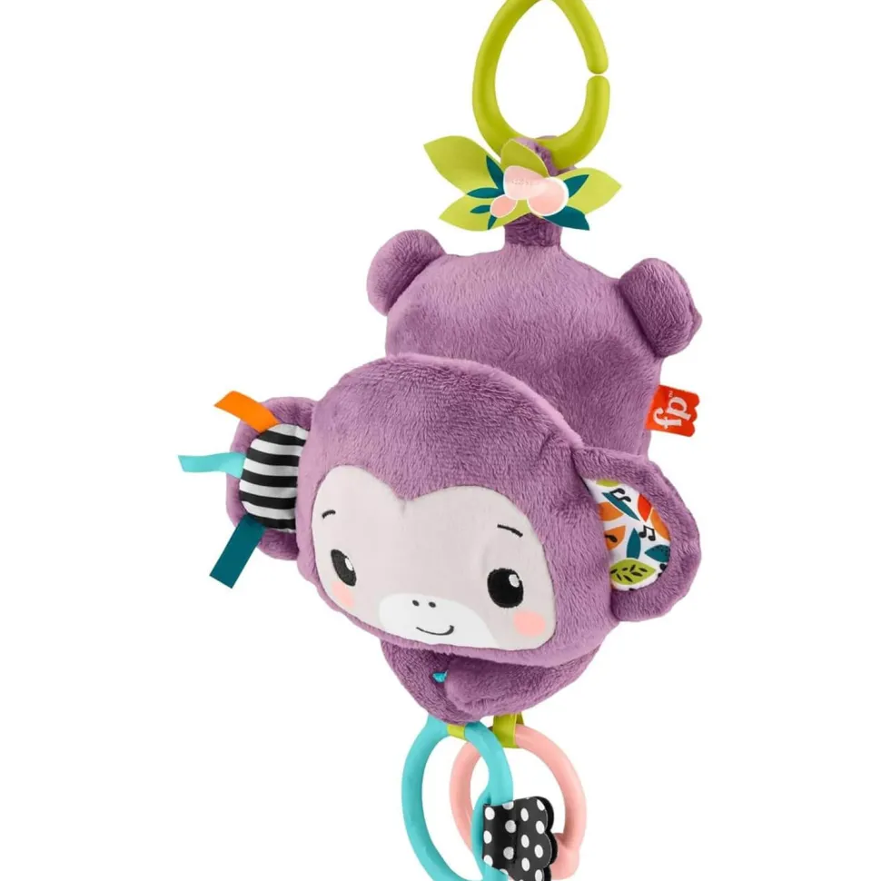 Fisher-Price Sing&Go Purple Monkey Plush Baby Stroller Sensory Toy
