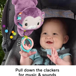 Fisher-Price Sing&Go Purple Monkey Plush Baby Stroller Sensory Toy