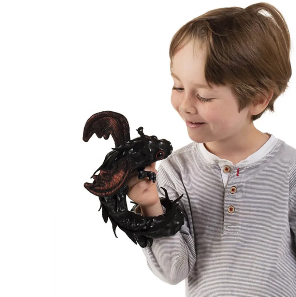 Folkmanis Midnight Dragon Wristlet Finger Puppet