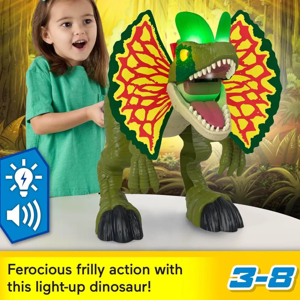 Imaginext Jurassic World Thrash Attack Dilophosaurus Dinosaur Figure