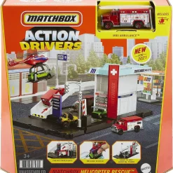 Matchbox Action Drivers Helicopter Rescue Playset