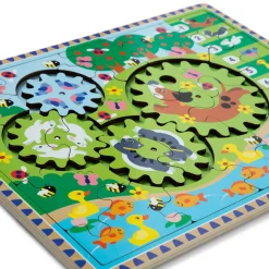 Melissa and Doug Animal Chase I-Spy Wooden Gear Puzzle