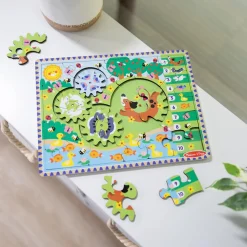 Melissa and Doug Animal Chase I-Spy Wooden Gear Puzzle