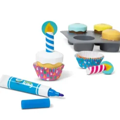 Melissa and Doug Bake and Decorate Wooden Cupcake Play Set