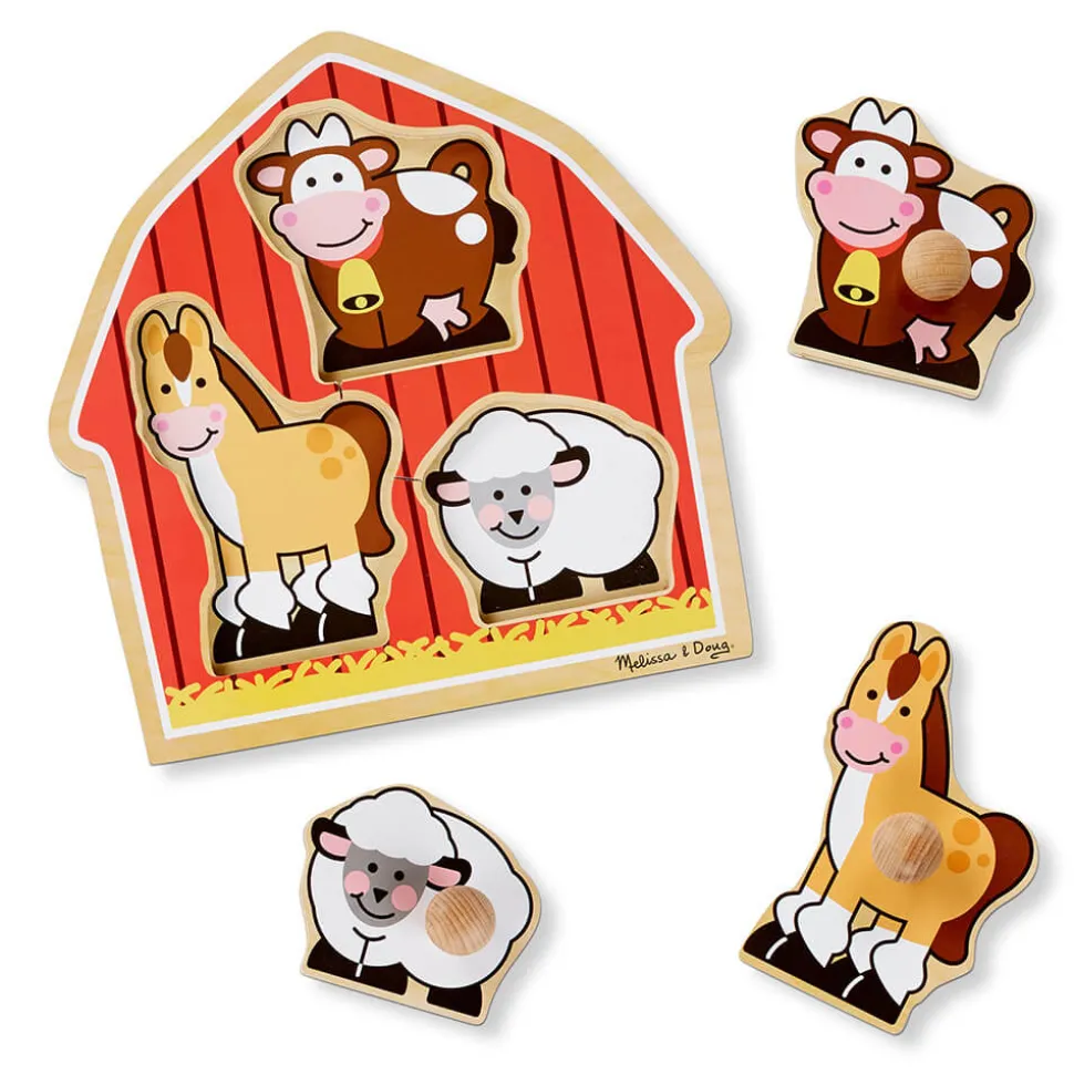 Melissa and Doug Barnyard Animals 3 Piece Jumbo Knob Puzzle