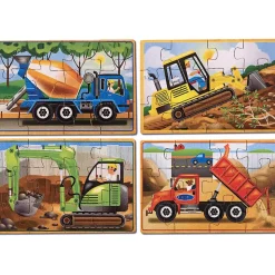 Melissa&Doug Construction 4-in-1 Jigsaw Puzzles w Storage Box