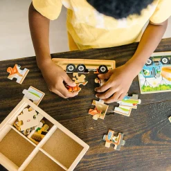 Melissa&Doug Construction 4-in-1 Jigsaw Puzzles w Storage Box