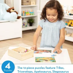 Melissa&Doug Dinosaurs 4-in-1 Jigsaw Puzzles with Storage box