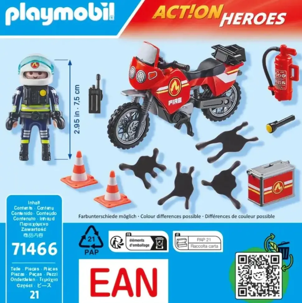 Playmobil Action Heroes Fire Motorcycle Playset 71466