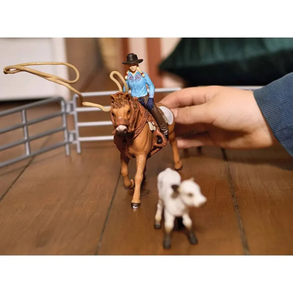 Schleich Farm World Cowgirl Team Roping Fun