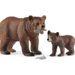Schleich Wild Life Grizzly Bear Mother with Cub Playset