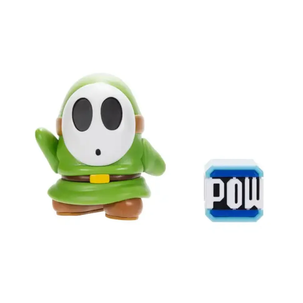 Super Mario Green Shy Guy with POW Block 4-Inch Action Figure