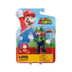 Super Mario Luigi with Mushroom 4-Inch Action Figure