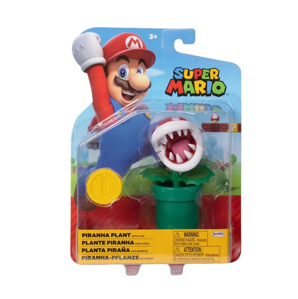 Super Mario Piranha Plant with Coin 4-Inch Action Figure