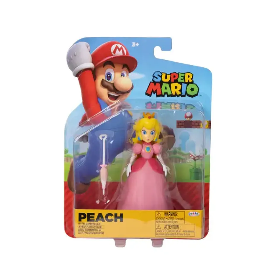 Super Mario Princess Peach with Umbrella 4-Inch Action Figure