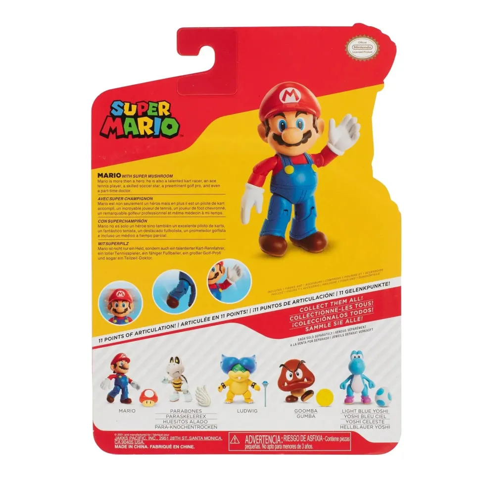 Super Mario Super Mario with Red Mushroom 4-Inch Action Figure