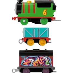 Thomas&Friends Graffiti Percy Motorized Toy Train Engine with Cargo