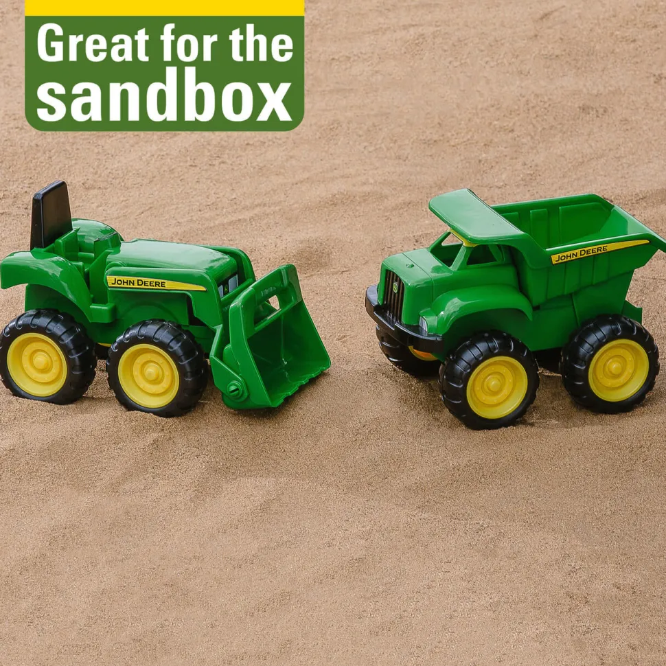 TOMY John Deere 6 Inch Sandbox Toy Set with Toy Truck and Toy Tractor
