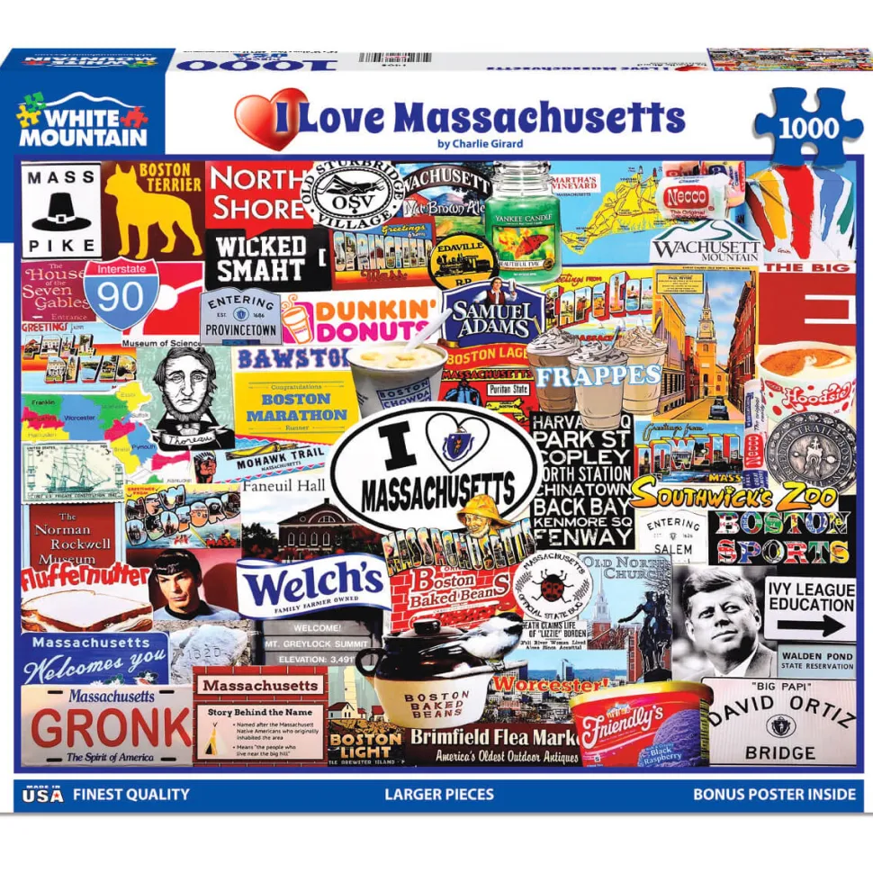 White Mountain Puzzles I Love Massachusetts