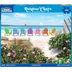 White Mountain Puzzles Rainbow Chairs 500 Piece Jigsaw Puzzle