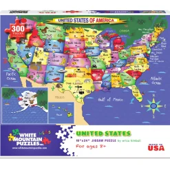 White Mountain USA Map 300-Piece Puzzle